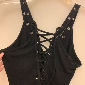 Black tie up bodysuit